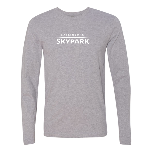 Gatlinburg Skypark Logo 1 White Ink -- Long Sleeve Heather Grey