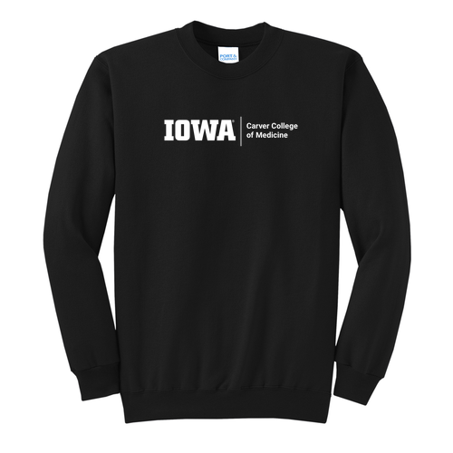 Horizontal Lockup Port and Company Classic Crewneck Sweatshirt -- Jet Black