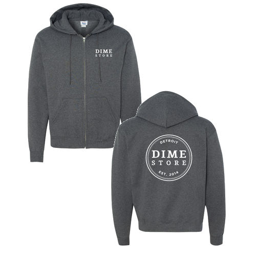 Champion Powerblend Full-Zip Hooded Sweatshirt -- Charcoal Heather