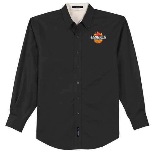Port Authority Mens Easy Care Long Sleeve Shirt -- Black / Light Stone