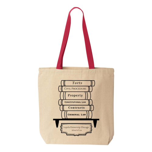 Law Books Tote -- Natural / Red