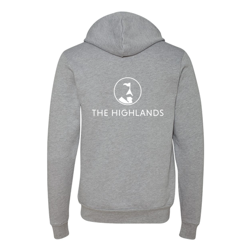The Highlands Logo 2 White Ink -- Pullover Hooded Sweatshirt Athletic Heather
