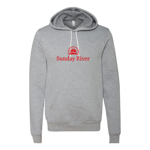 Sunday River Logo 1 Red Ink -- Pullover Hooded Sweatshirt Athletic Heather