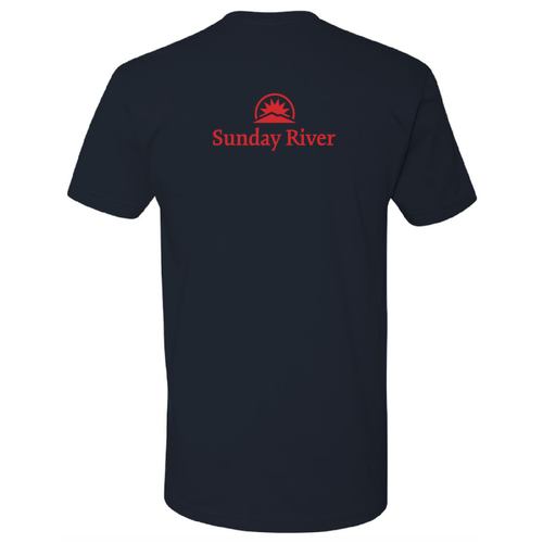 Sunday River Logo 2 Red Ink -- Short Sleeve Midnight Navy