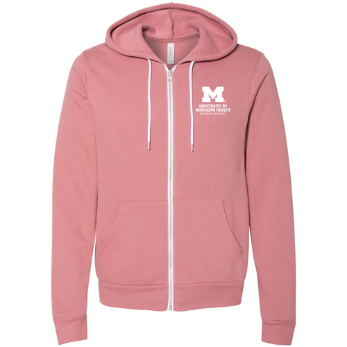Mens/Unisex Bella Canvas Full-Zip Hooded Sweatshirt -- Mauve