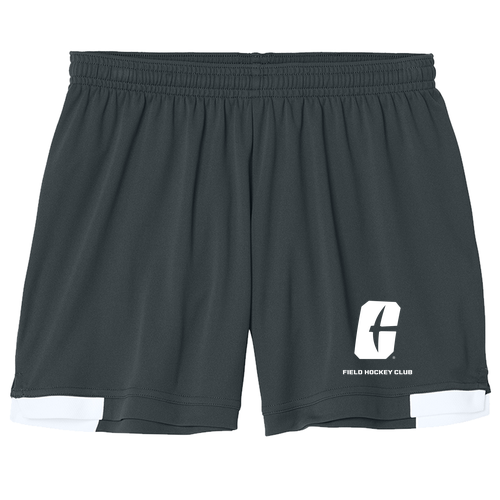 Sport-Tek® Women’s Club 5” Short -- Iron Grey / White