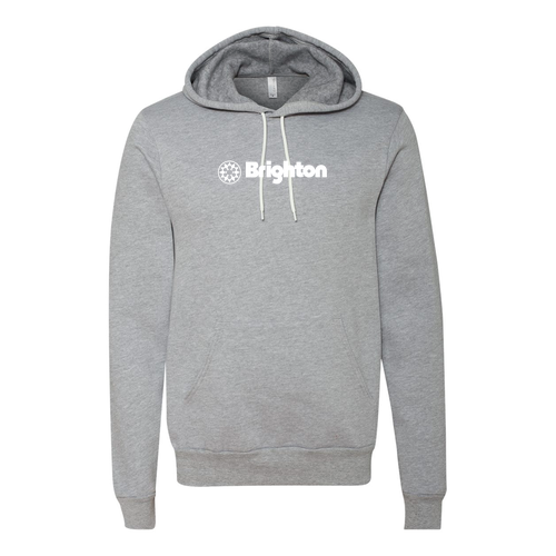 Brighton Logo 1 White Ink -- Pullover Hooded Sweatshirt Athletic Heather