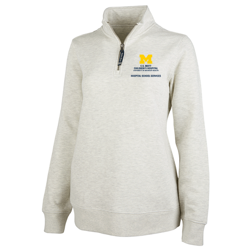 Ladies Charles River Soft Crosswind Quarter Zip Sweatshirt -- Oatmeal Heather