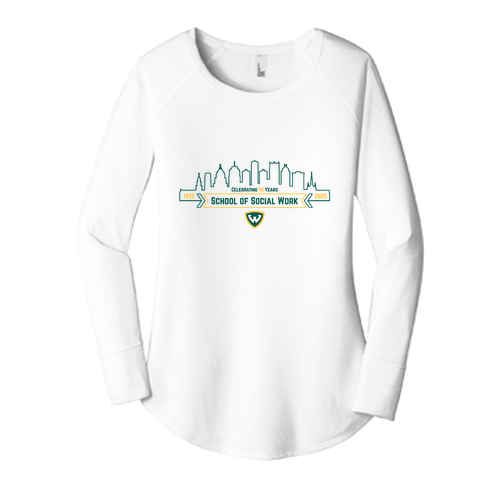 District Made Ladies Perfect Tri Long Sleeve Tunic -- White