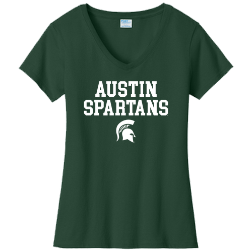 Women's 100% cotton V-Neck Tee -- Forest Green