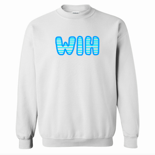 Blue WIH Gildan Heavy Blend Crew Neck Sweatshirt -- White