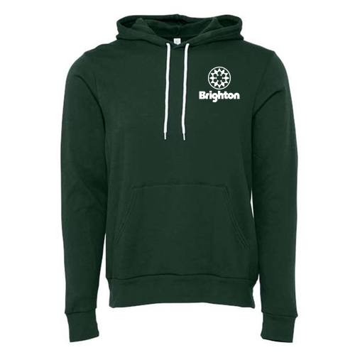 Brighton Logo 2 White Ink -- Pullover Hooded Sweatshirt Forest