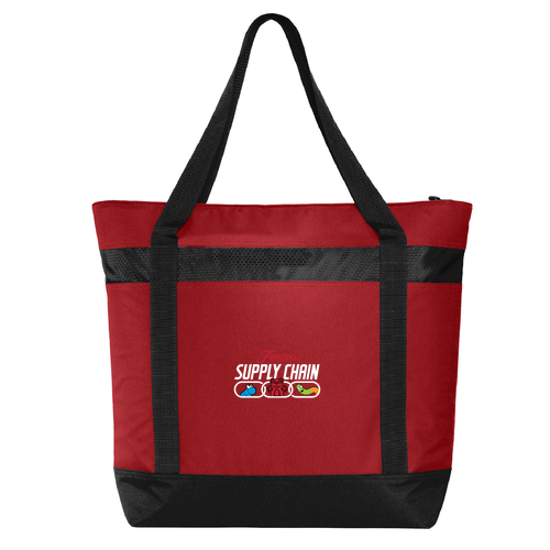 Port Authority Large Tote Cooler -- Chili Red / Black