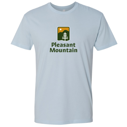 Pleasant Mountain Logo 1 Full color -- Short Sleeve Light Blue