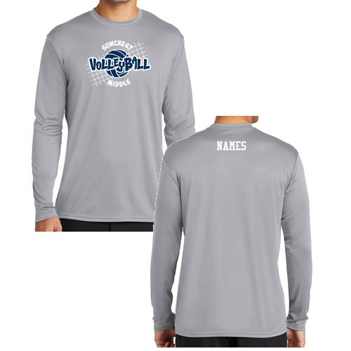 REQUIRED: Port and Company Long Sleeve Performance Tee -- Silver