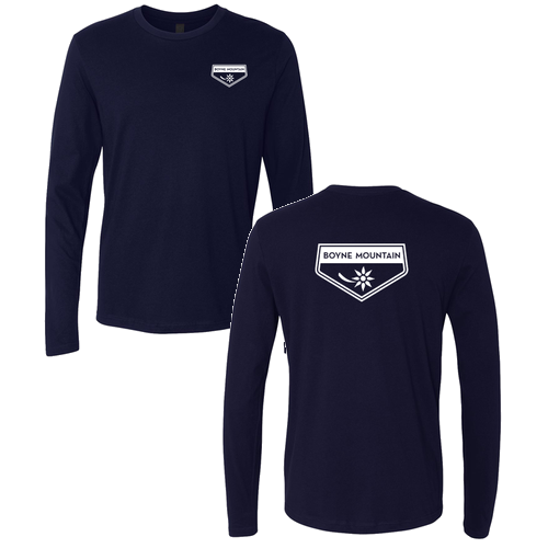 Boyne Mountain Logo 2 White Ink -- Long Sleeve Midnight Navy