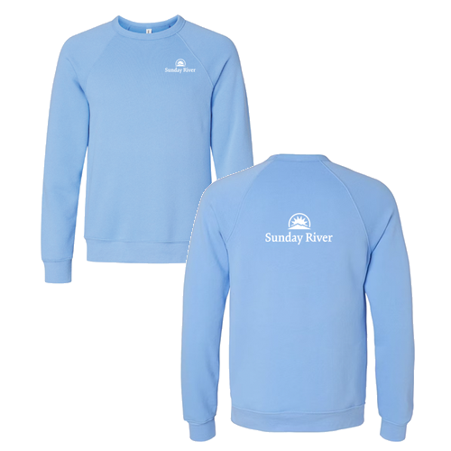 Sunday River Logo 2 White Ink -- Crewneck Sweatshirt Carolina Blue