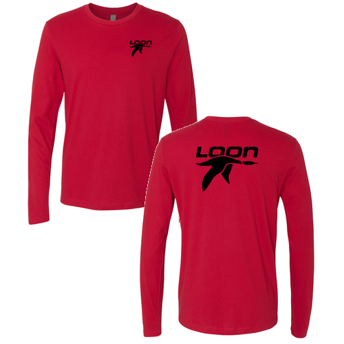 Loon Logo 2 Black Ink -- Long Sleeve Red