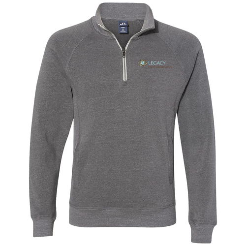 J America Adult Triblend Fleece Quarter-Zip -- Smoke Triblend