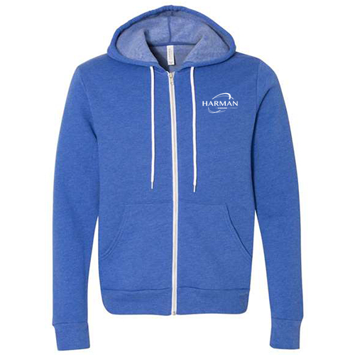 Bella Canvas Unisex Full-Zip Hooded Sweatshirt -- True Royal