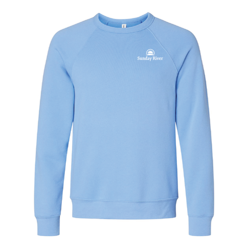 Sunday River Logo 2 White Ink -- Crewneck Sweatshirt Carolina Blue