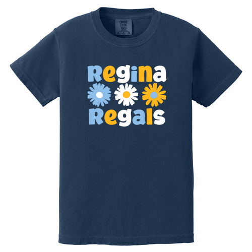 Regina Daisy Dots Comfort Colors Youth Garment-Dyed Heavyweight T-Shirt -- True Navy