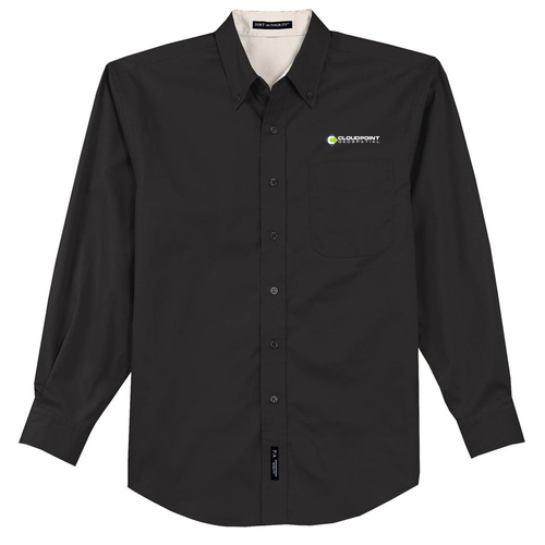 Port Authority Easy Care Long Sleeve Shirt -- Black / Light Stone