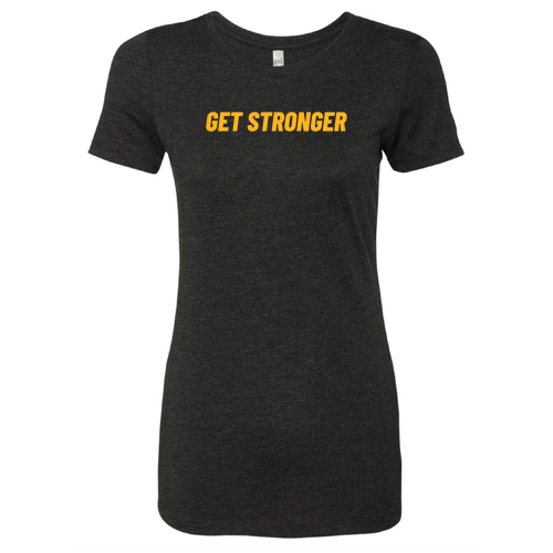 Get Stronger -Ladies Tri Blend Crew -- Vintage Black