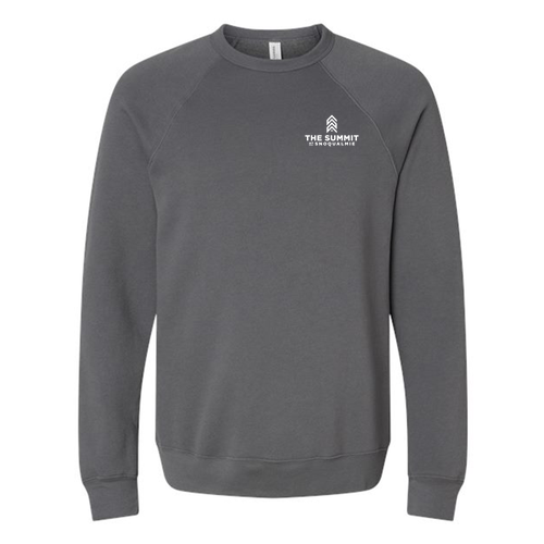 The Summit at Snoqualmie Logo 2 White Ink -- Crewneck Sweatshirt Asphalt