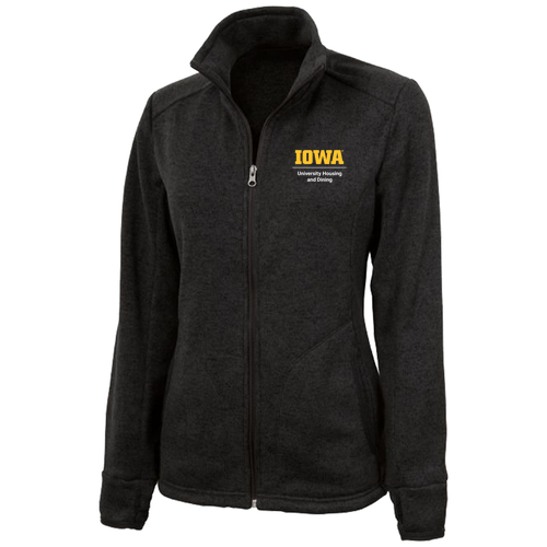 Charles River Ladies Heathered Fleece Jacket -- Black Heather