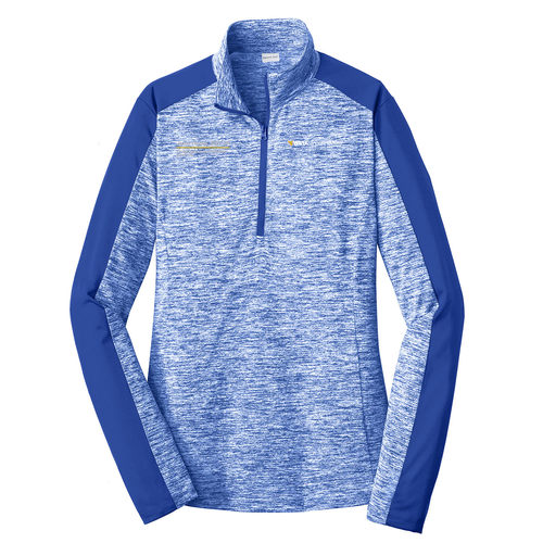 Sport-Tek Ladies PosiCharge Electric Heather Colorblock Quarter Zip Pullover -- True Royal Electric / True Royal