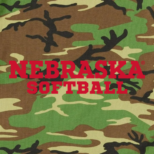 Nebraska Softball Block Font Ladies' Boxy Tee -- Vintage Camo