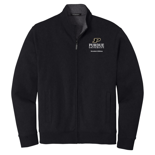 Port Authority Interlock Full-Zip -- Deep Black / Charcoal Heather