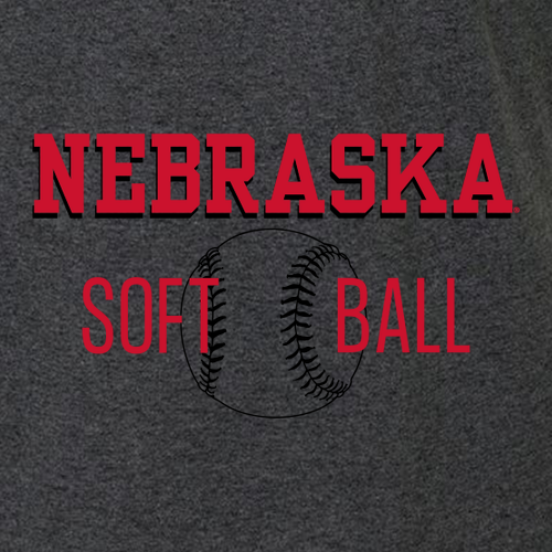 Nebraska Dark Heather Softball Heavy Blend Sweatshirt