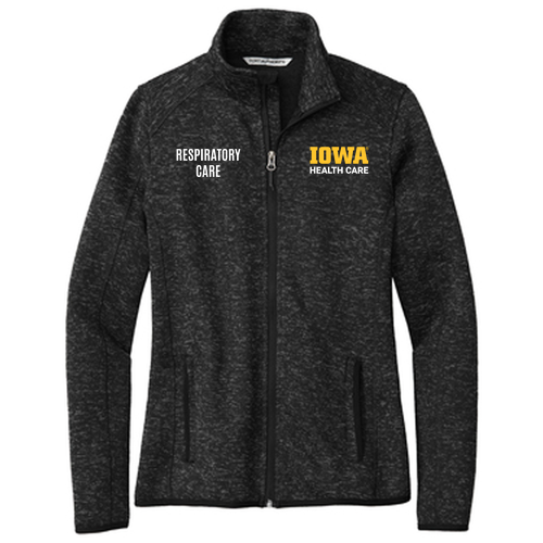 Embroidered Port Authority Ladies Sweater Fleece Jacket -- Black Heather