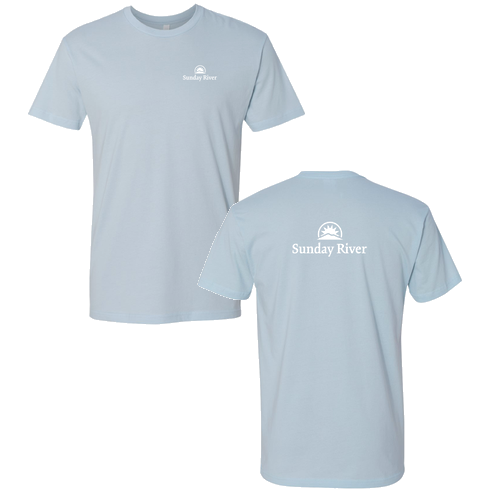 Sunday River Logo 2 White Ink -- Short Sleeve Light Blue