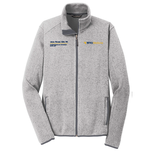 Embroidered Port Authority Sweater Fleece Jacket -- Grey Heather