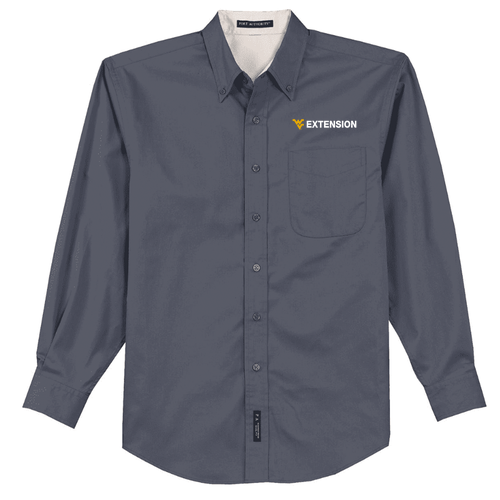 Extension Port Authority Men's Easy Care Long Sleeve Shirt -- Steel Grey / Light Stone