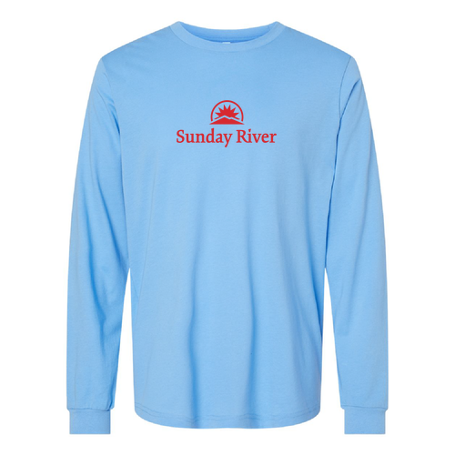 Sunday River Logo 1 Red Ink -- Long sleeve Carolina Blue