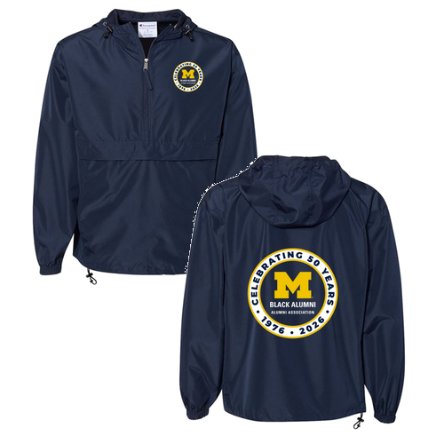 Champion Hooded Packable Half-Zip Jacket -- Navy