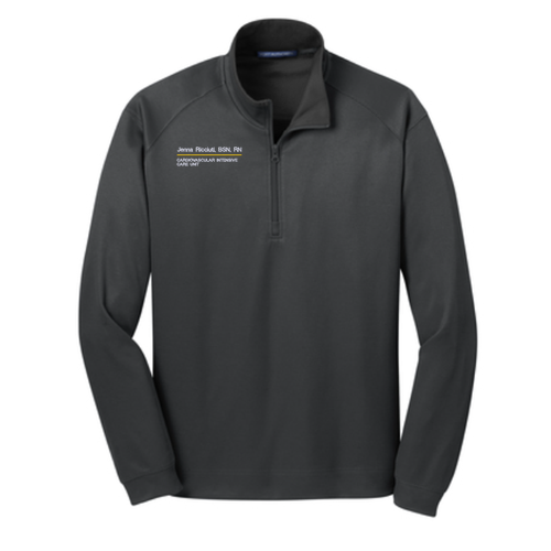 Port Authority Vertical Texture Quarter Zip Pullover -- Iron Grey / Black