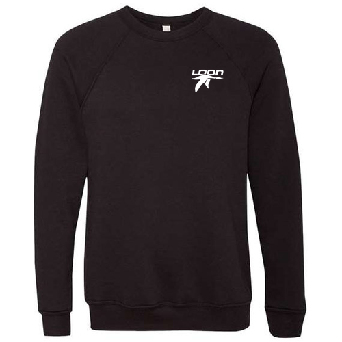 Loon Logo 2 White Ink -- Crewneck Sweatshirt Black