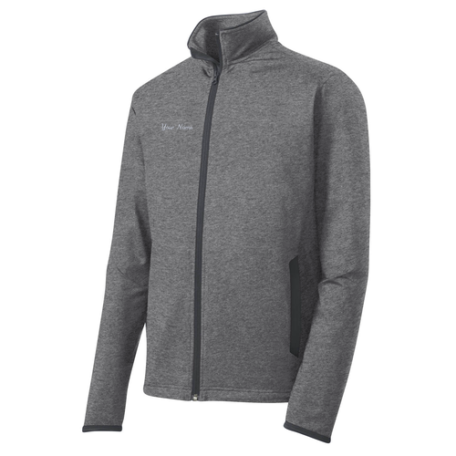 Mens/Unisex Sport-Tek Sport Wick Stretch Contrast Full Zip Jacket -- Charcoal Grey Heather / Charcoal Grey