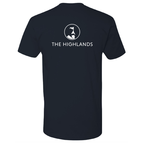The Highlands Logo 2 White Ink -- Short Sleeve Midnight Navy