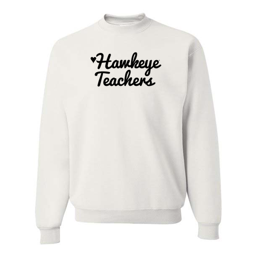Hawkeye Teachers Jerzees 8 Oz., 50/50 Nublend Fleece Crew -- White