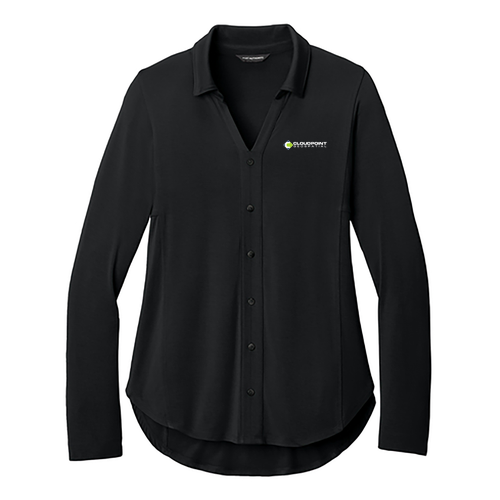 Women's Port Authority Luxe Knit Button Tunic -- Deep Black