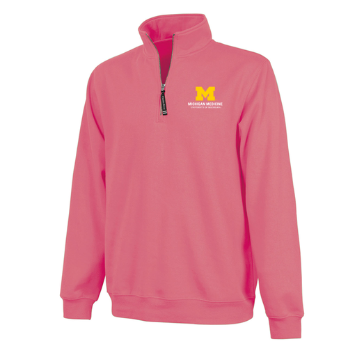 Charles River Soft Crosswind Quarter Zip Sweatshirt -- Preppy Pink