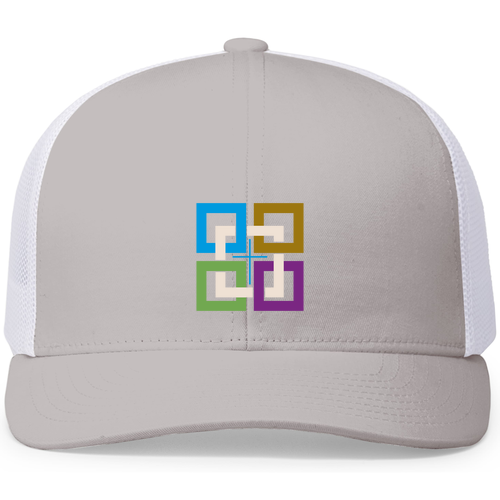 Pacific Headwear Trucker Mesh Hat -- Silver -- Full Color Logo