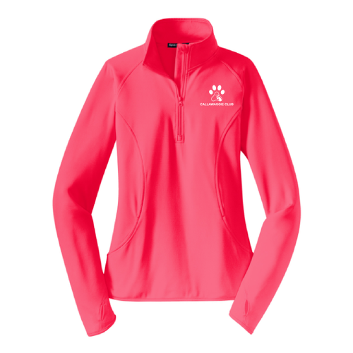 Sport Tek Ladies Sport Wick Stretch Half Zip Pullover -- Hot Coral
