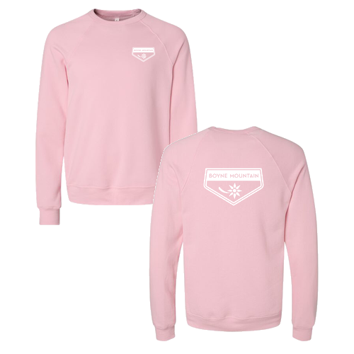 Boyne Mountain Logo 2 White Ink -- Crewneck Sweatshirt Pink
